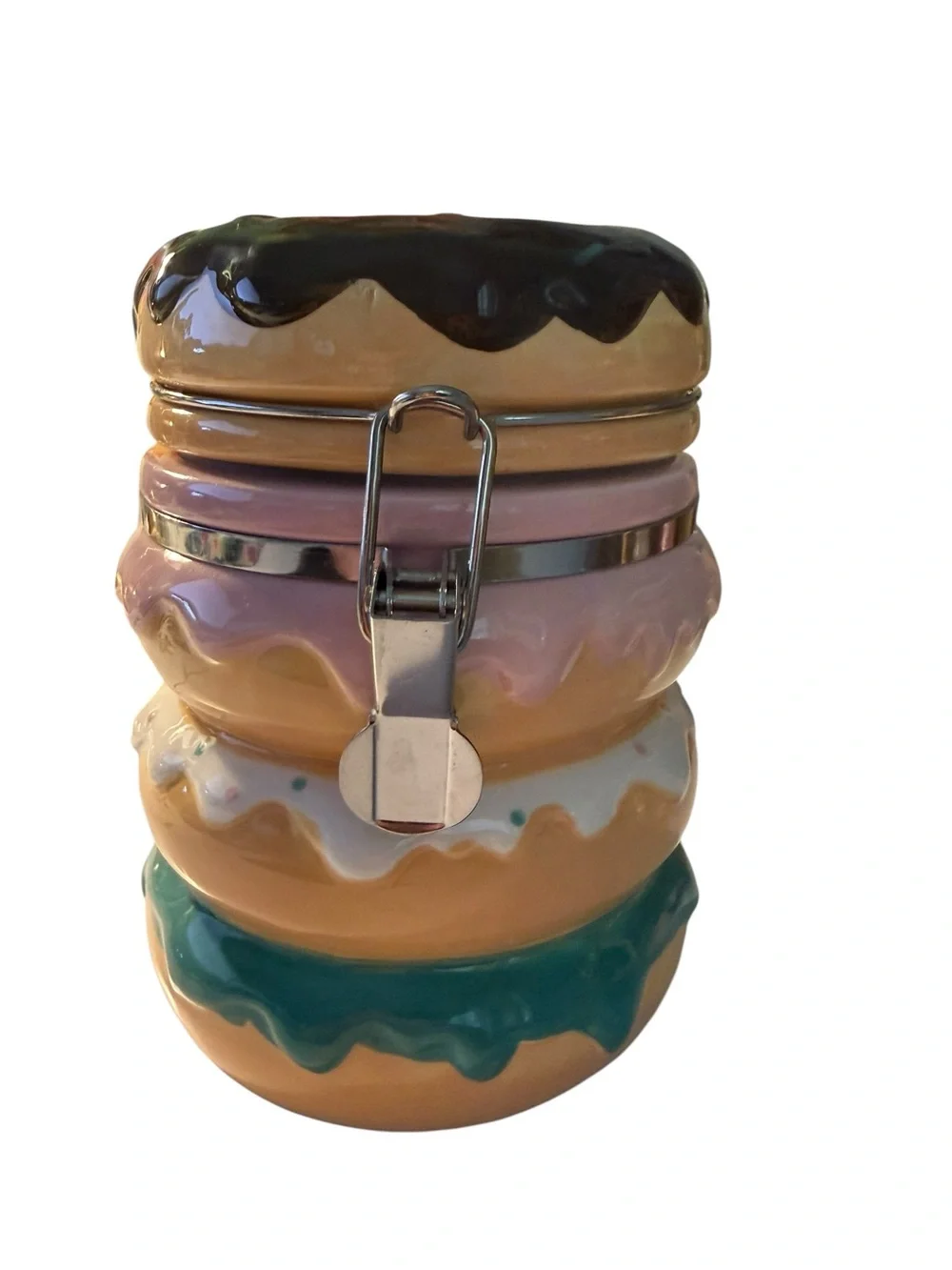 Donut Sprinkle Stack Ceramic Kitchen Snack Storage Coffee Bar K Cup Canister
